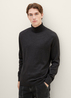 Meski Sweter Tom Tailor Basic Knitted Sweater With A Turtleneck Black Grey Melange - 1038202-10617