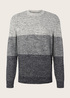 Mski Sweter Tom Tailor Knitted Jumper With Texture Off White Navy Block Stripe - 1034936-31228