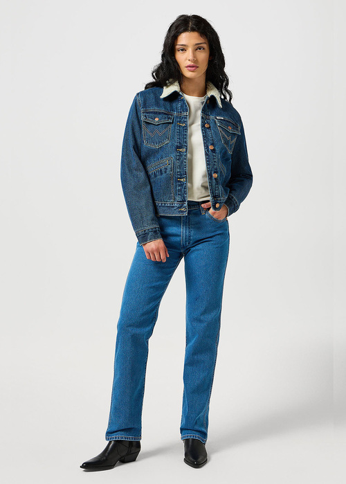 Damska Kurtka Dzinsowa Wrangler Heritage Sherpa Jacket Washed - 112355410