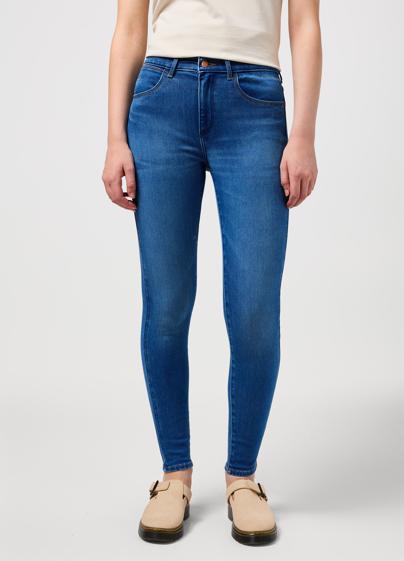 Damskie Spodnie Dzinsowe Wrangler High Skinny Rustic - 112350940