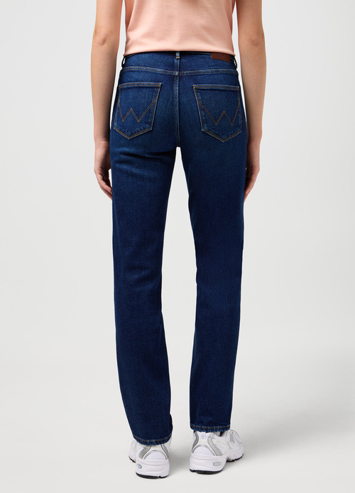 Damskie Spodnie Dzinsowe Wrangler Straight Dark Wash - 112351899