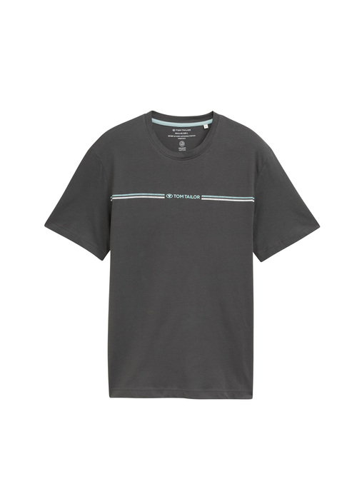 Meski T Shirt Tom Tailor T Shirt With A Print Dark Shadow - 1037803-10307