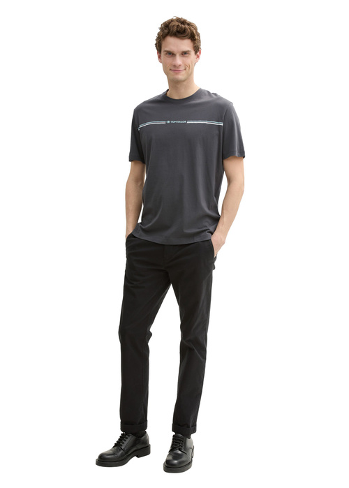 Meski T Shirt Tom Tailor T Shirt With A Print Dark Shadow - 1037803-10307