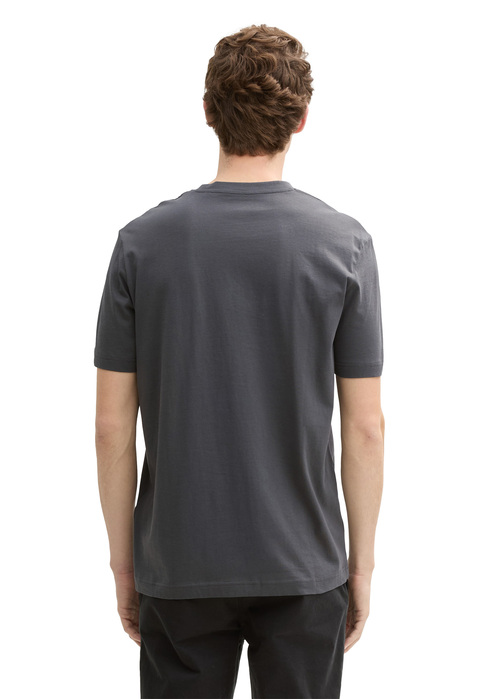 Meski T Shirt Tom Tailor T Shirt With A Print Dark Shadow - 1037803-10307