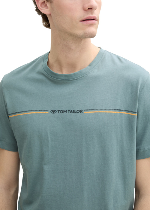 Meski T Shirt Tom Tailor T Shirt With A Print Trooper Green - 1037803-31090