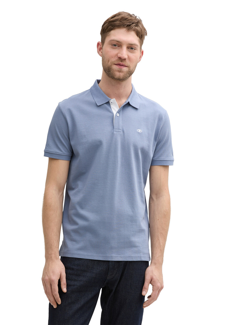 Meska Koszulka Polo Tom Tailor Basic Polo With Contrast Dove Blue - 1031006-37533