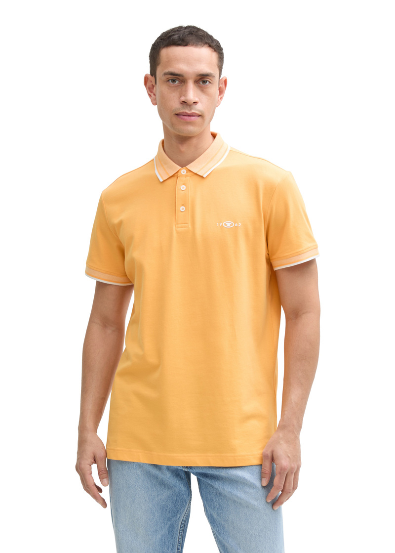 Meska Koszulka Polo Tom Tailor Piqu Polo Shirt With Stretch Peachy Orange - 1045629-37103