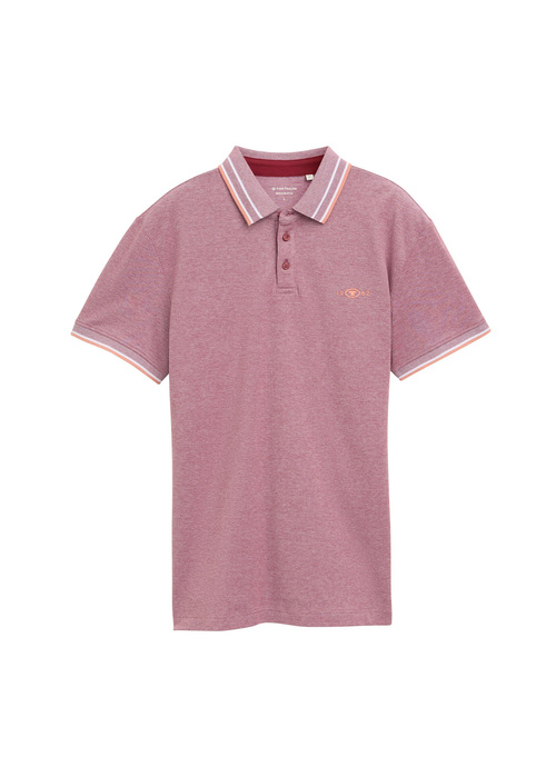 Meska Koszulka Polo Tom Tailor Piqu Polo Shirt With Stretch Deep Red Two Tone - 1045629-37559