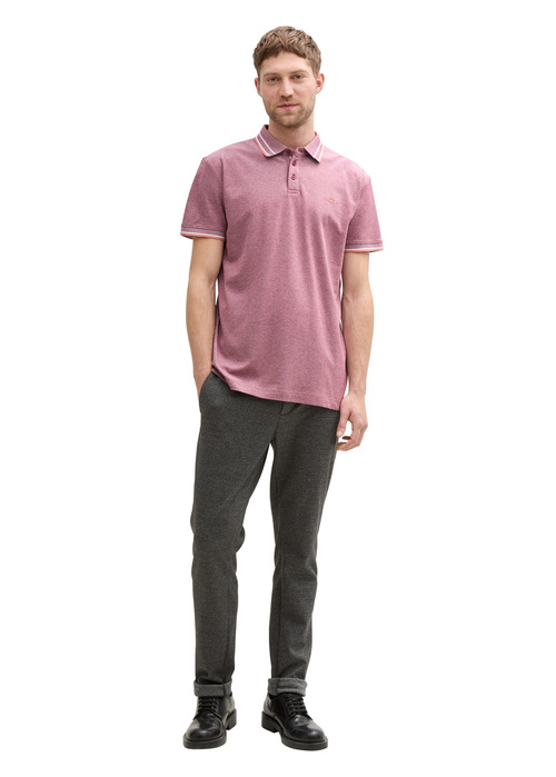 Meska Koszulka Polo Tom Tailor Piqu Polo Shirt With Stretch Deep Red Two Tone - 1045629-37559