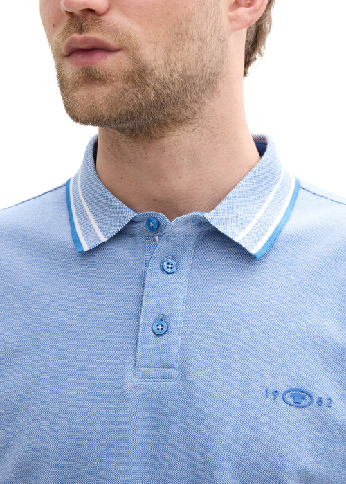 Meska Koszulka Polo Tom Tailor Piqu Polo Shirt With Stretch Sapphire Blue Two Tone Pique - 1045629-37705
