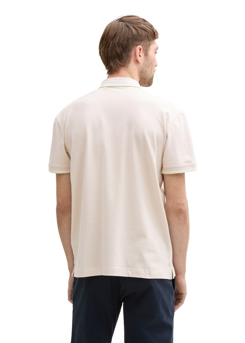 Meska Koszulka Polo Tom Tailor Piqu Polo Shirt With Stretch Light Cashew Beige Two Tone - 1045629-38207