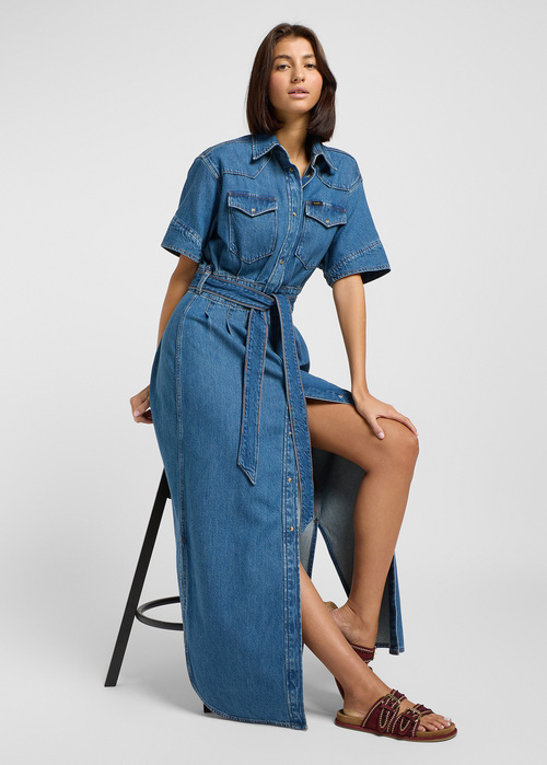 Wrangler Short Sleeve Maxi Western Dress - Berry Bowl 112363646