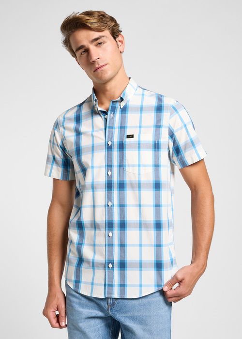 Lee Button Down Short Sleeve - Stream Ecru Plaid Check 112363688 