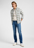 Meska Koszula Materialowe Lee Leesure Shirt Olive Green Ecru Plaid - 112363691