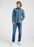 Meska Koszula Materialowe Lee Regular Rivet Shirt Check Navy Ombre Plaid - 112363664
