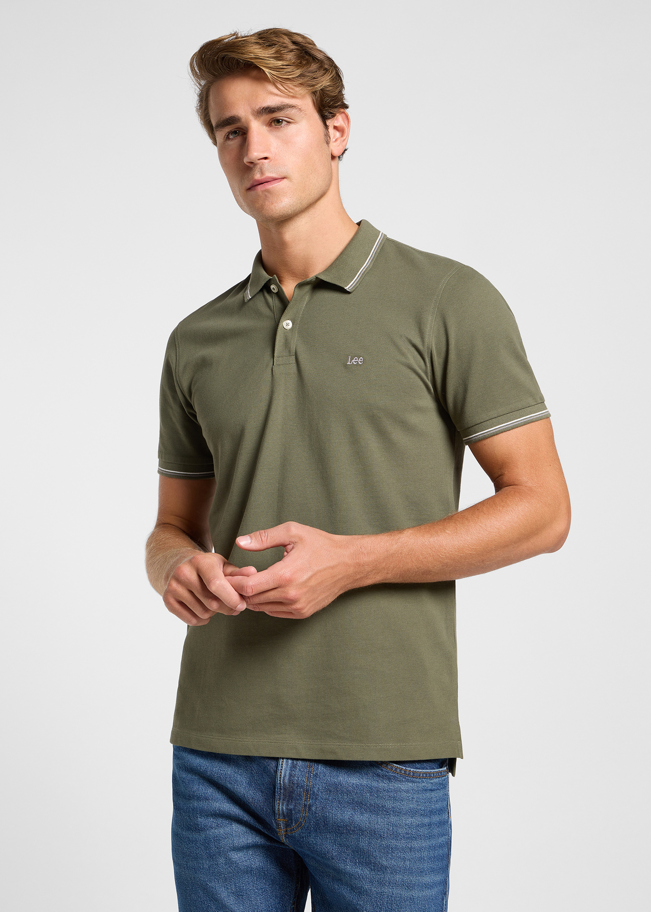 Meska Koszulka Polo Lee Pique Polo Olive Groove - 112363660
