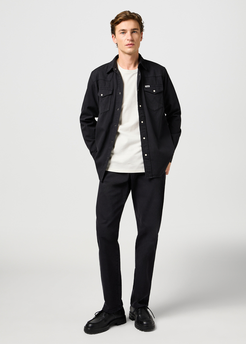 Mska Koszula Dinsowe Wrangler Western Shirt Black Rinse - 112362377