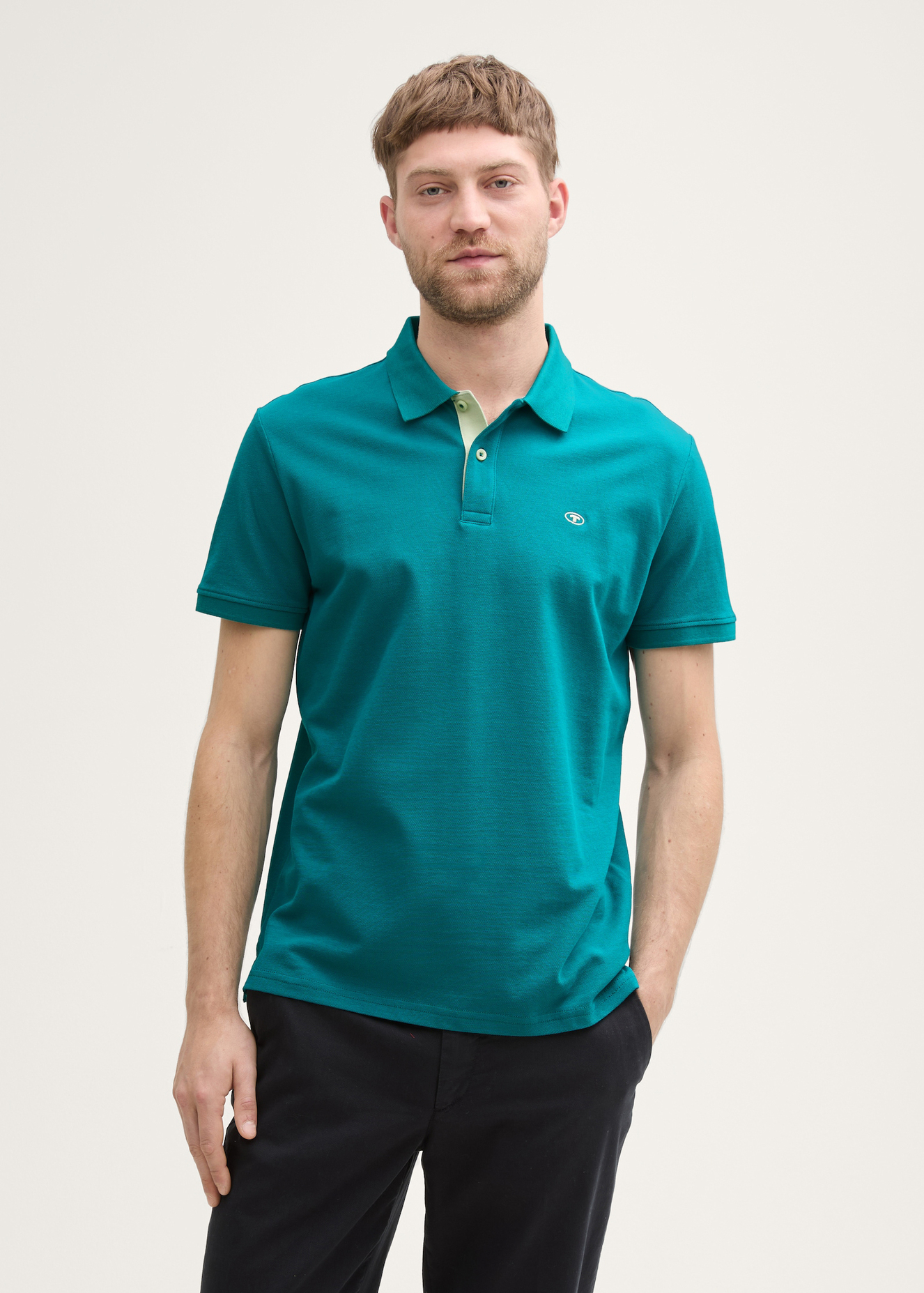 Meska Koszulka Polo Tom Tailor Basic Polo With Contrast Dark Bottle Green - 1031006-11037