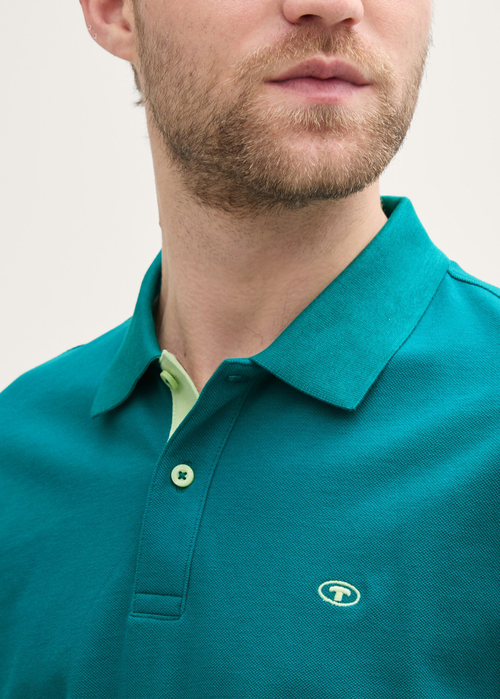 Meska Koszulka Polo Tom Tailor Basic Polo With Contrast Dark Bottle Green - 1031006-11037