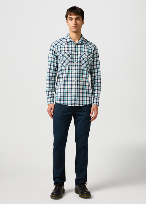 Mska Koszula Materiaowe Wrangler Western Shirt Blue - 112362384