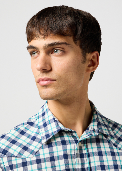 Mska Koszula Materiaowe Wrangler Western Shirt Blue - 112362384