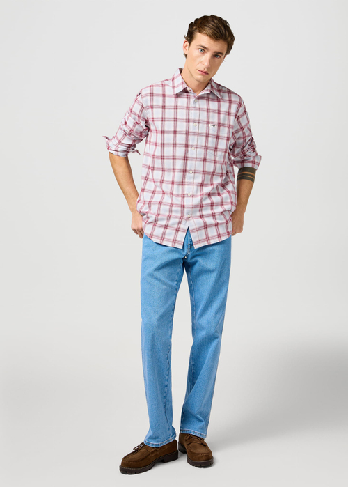 Meska Koszula Materialowe Wrangler One Pocket Shirt Light Blue Check - 112362383