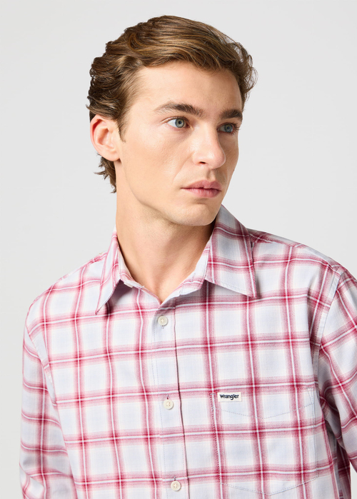 Meska Koszula Materialowe Wrangler One Pocket Shirt Light Blue Check - 112362383