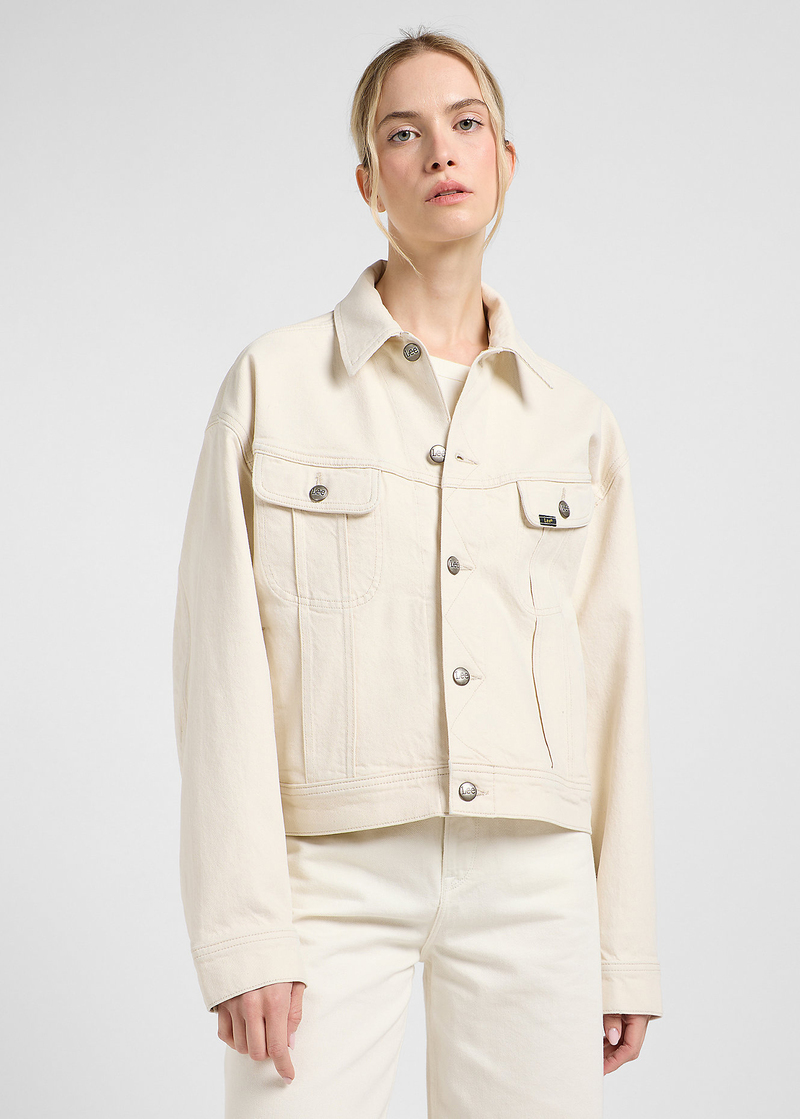 Damska Kurtka Dzinsowa Lee Drop Shoulder Rider Jacket Ecru - 112363462