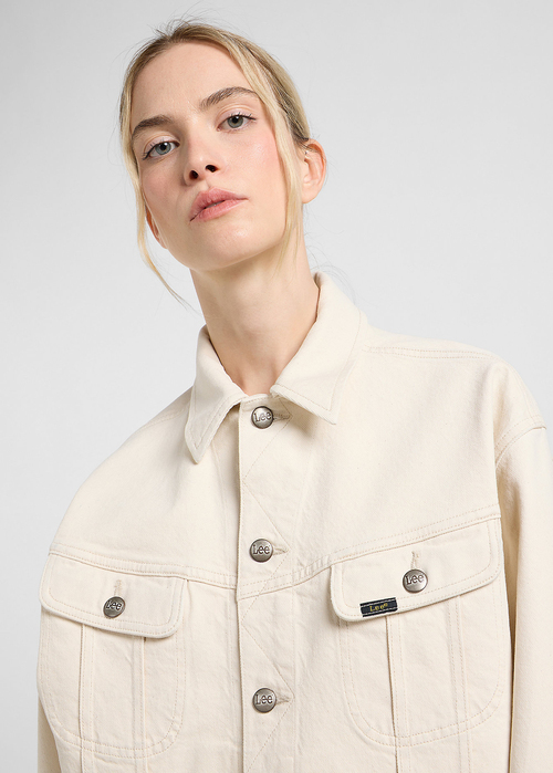 Damska Kurtka Dzinsowa Lee Drop Shoulder Rider Jacket Ecru - 112363462