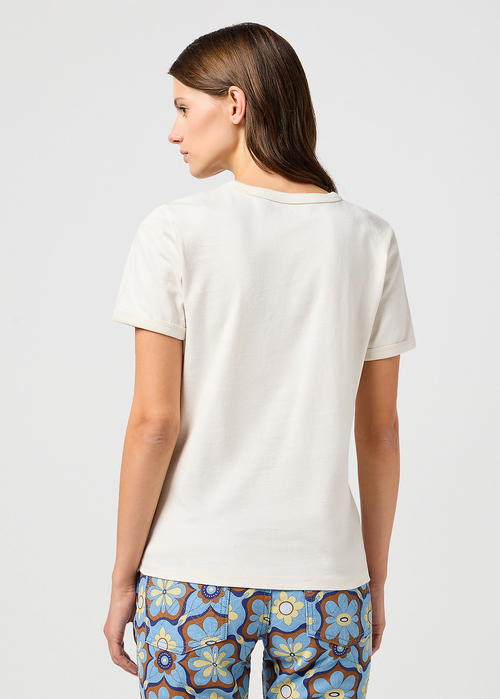 Damski T Shirt Wrangler Ringer Tee Vintage White - 112362572