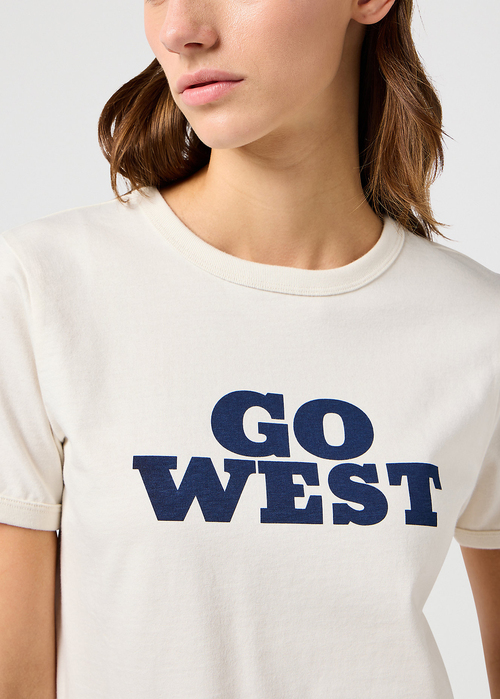 Damski T Shirt Wrangler Ringer Tee Vintage White - 112362572