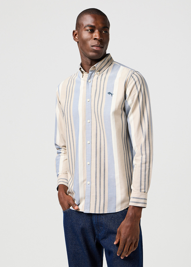 Meska Koszula Materialowe Wrangler Bronco Shirt Tan Stripe - 112362721