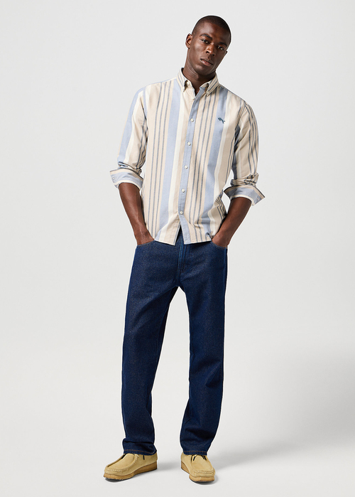 Meska Koszula Materialowe Wrangler Bronco Shirt Tan Stripe - 112362721