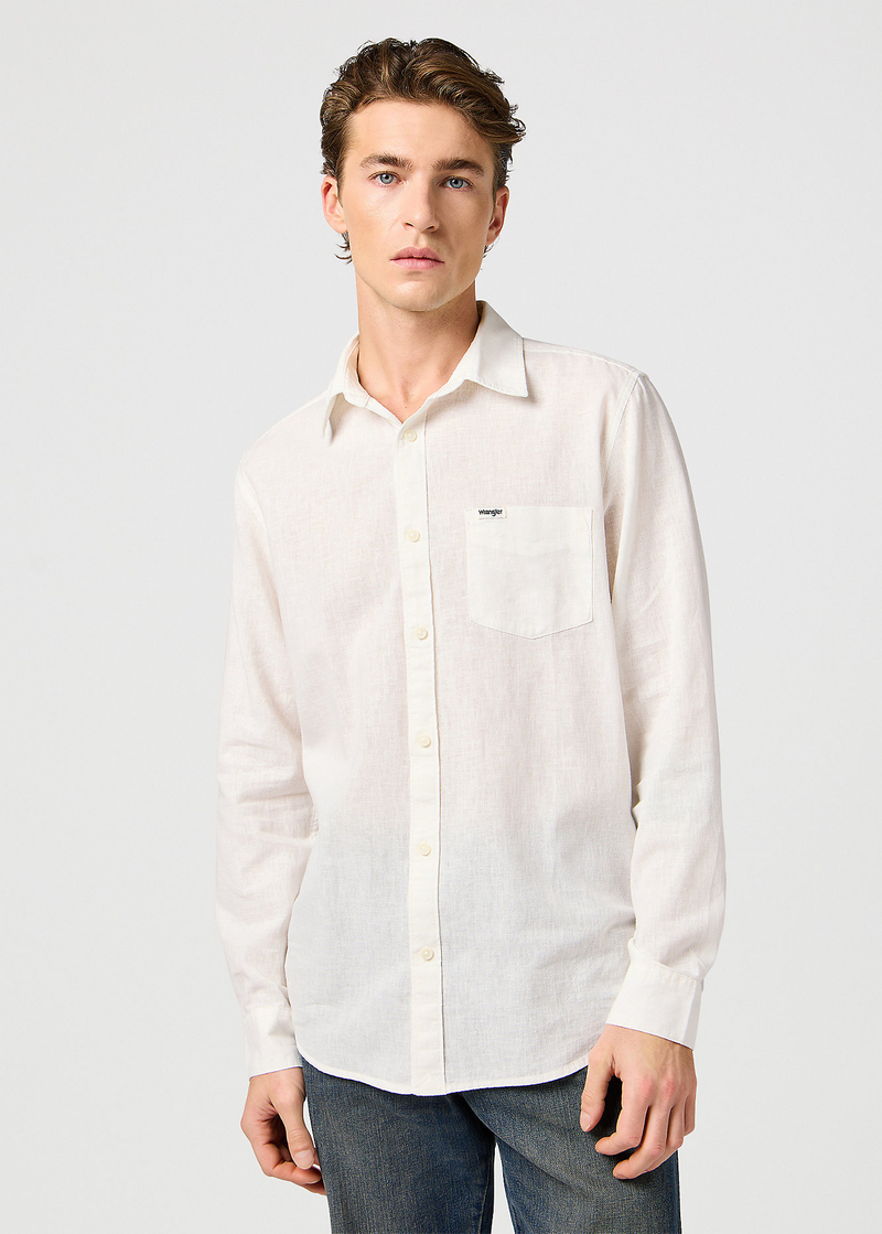 Meska Koszula Materialowe Wrangler One Pocket Shirt White - 112362907