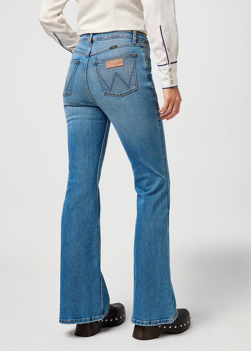 Damskie Spodnie Dzinsowe Wrangler Fierce Flare Sierra - 112364512