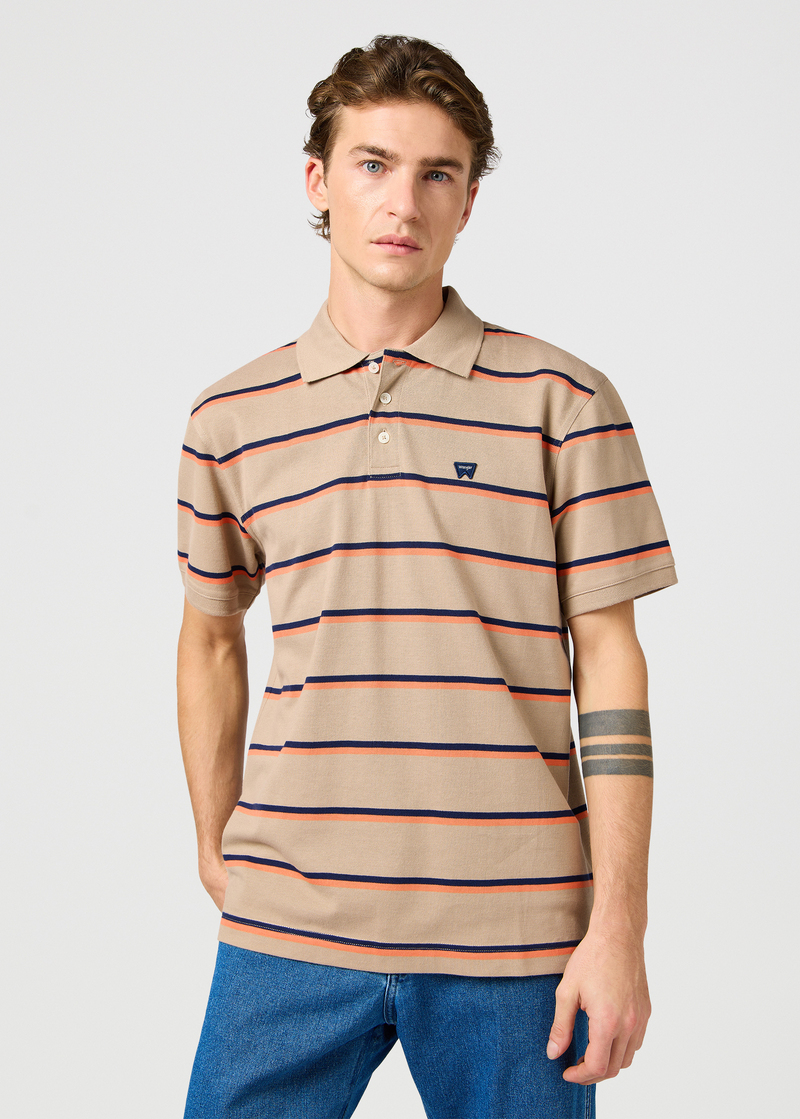 Meska Koszulka Polo Wrangler Stripe Polo Tee Khaki - 112362831