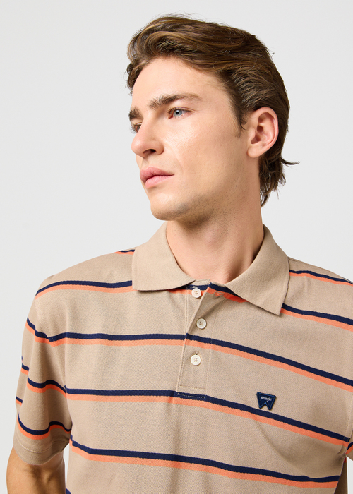 Meska Koszulka Polo Wrangler Stripe Polo Tee Khaki - 112362831