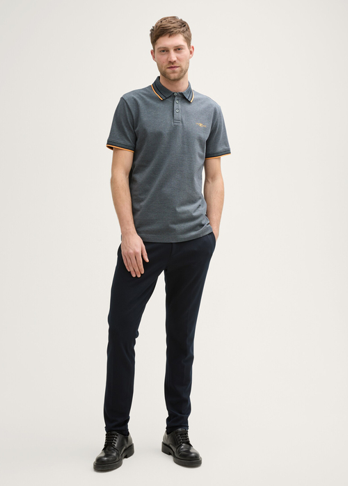 Mska Koszulka Polo Tom Tailor Piqu Polo Shirt With Stretch Navy Grey Mint Twotone - 1045629-35198
