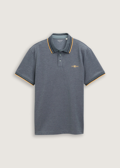 Mska Koszulka Polo Tom Tailor Piqu Polo Shirt With Stretch Navy Grey Mint Twotone - 1045629-35198