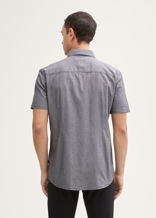 Meska Koszula Materialowe Tom Tailor Shirt Grey Small Hexagon Design - 1045082-37272