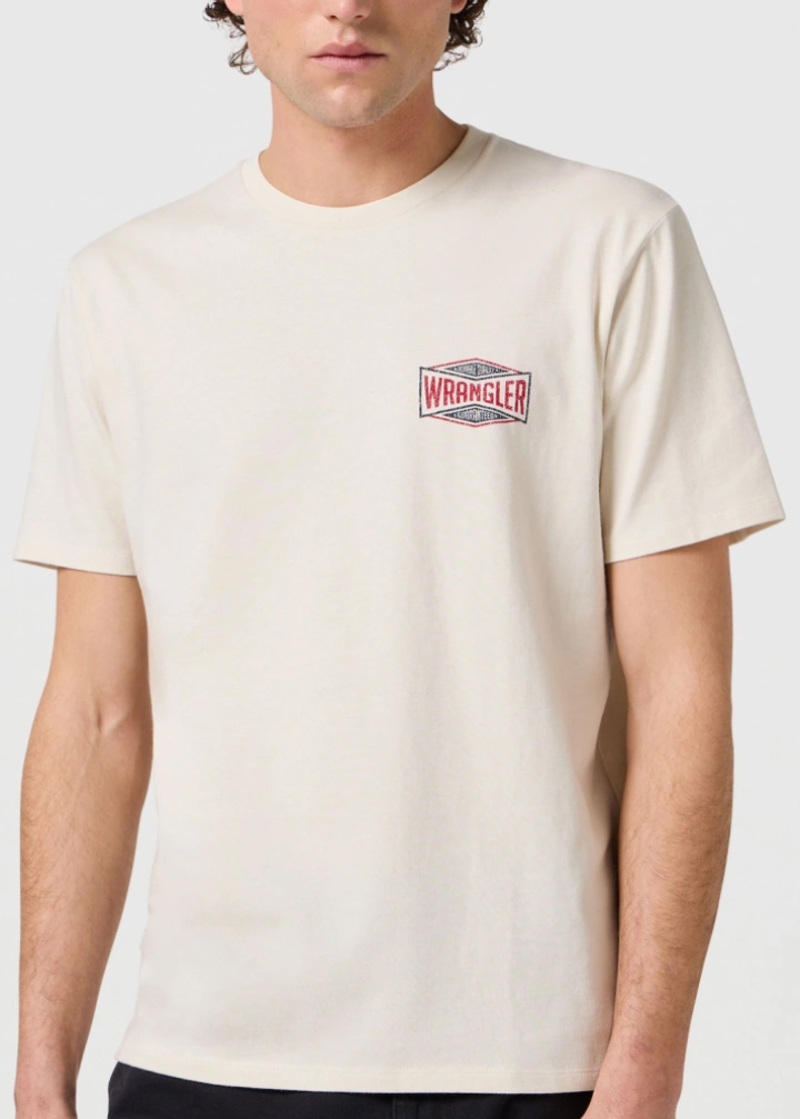 Meski T Shirt Wrangler Small Logo Tee Vintage White - 112362541