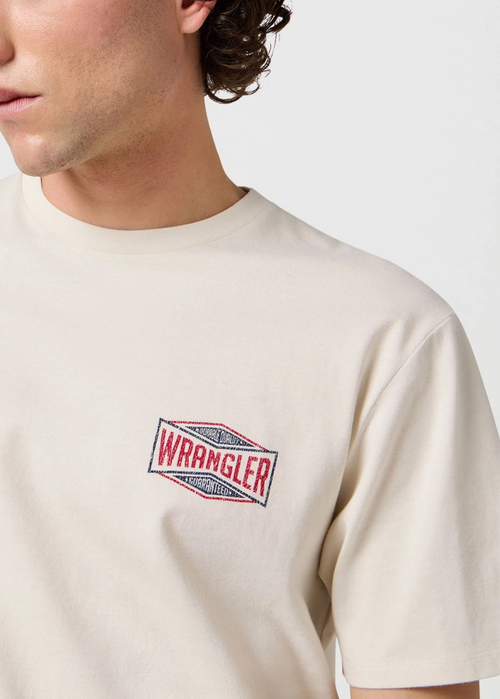 Meski T Shirt Wrangler Small Logo Tee Vintage White - 112362541