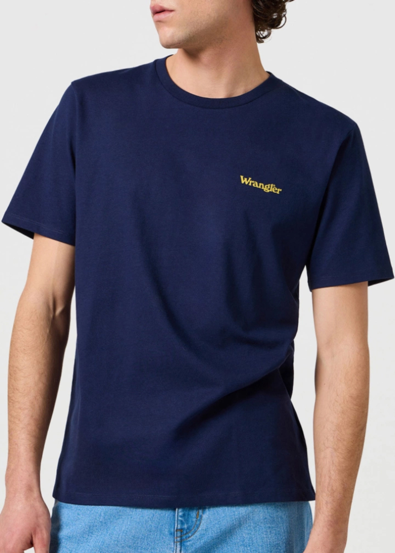 Meski T Shirt Wrangler Small Logo Tee Navy - 112362369