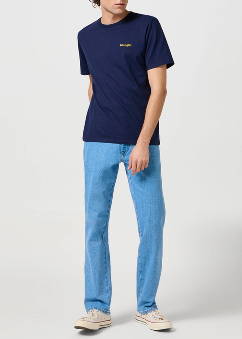 Meski T Shirt Wrangler Small Logo Tee Navy - 112362369
