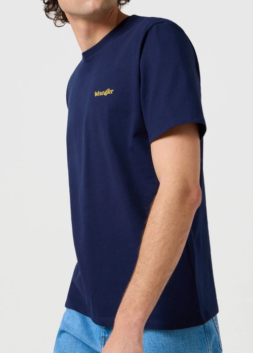 Meski T Shirt Wrangler Small Logo Tee Navy - 112362369