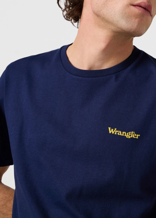 Meski T Shirt Wrangler Small Logo Tee Navy - 112362369