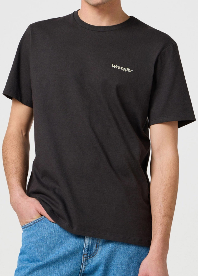 Meski T Shirt Wrangler Small Logo Tee Faded Black - 112362370