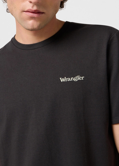 Meski T Shirt Wrangler Small Logo Tee Faded Black - 112362370