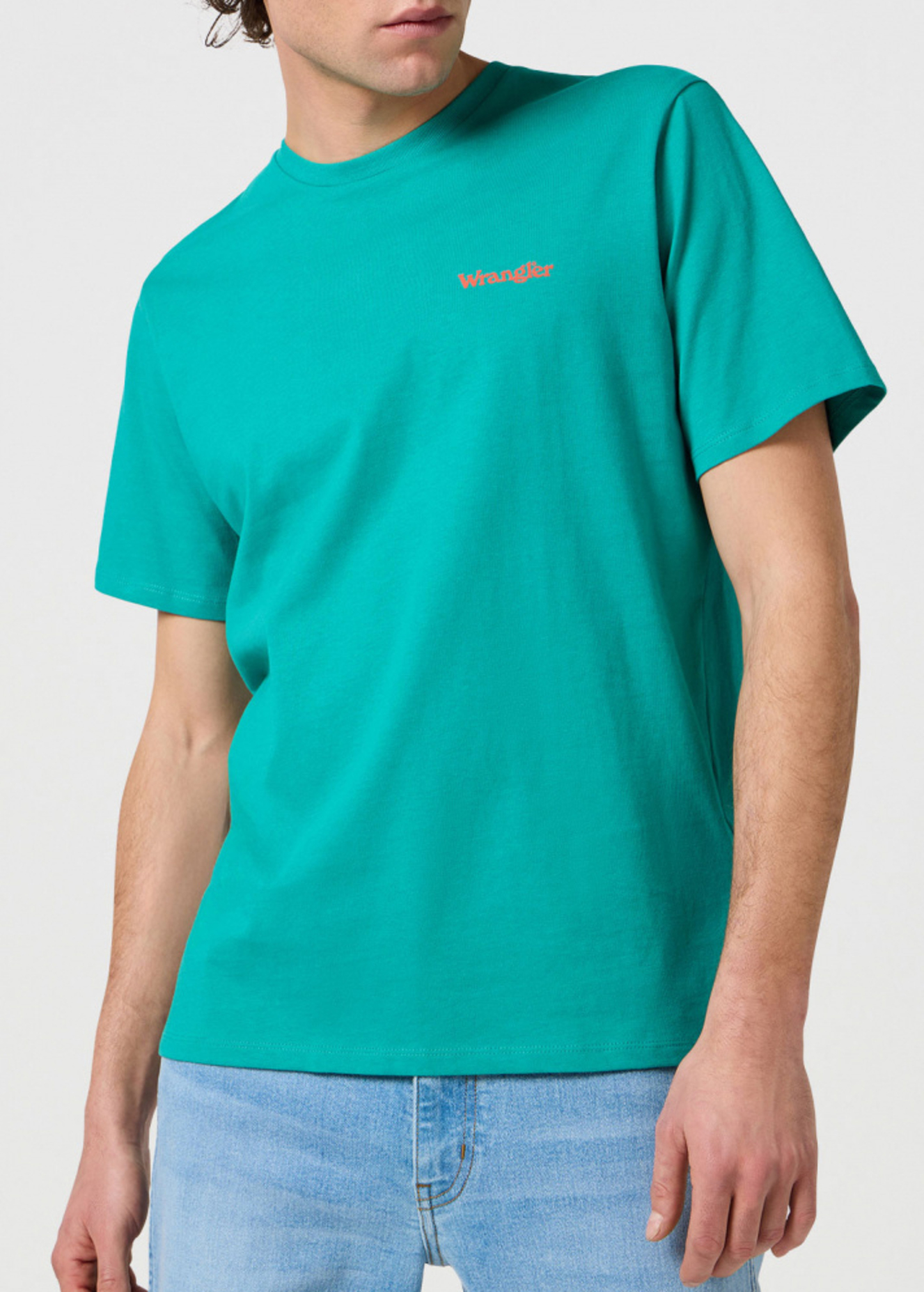 Meski T Shirt Wrangler Small Logo Tee Porcelain Green - 112362371