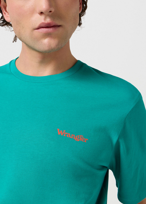 Meski T Shirt Wrangler Small Logo Tee Porcelain Green - 112362371
